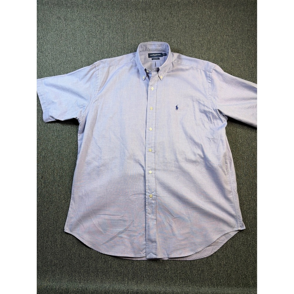 Ralph Lauren Golf Tilden Shirt Mens Large Blue Short Sleeve Oxford Button Down